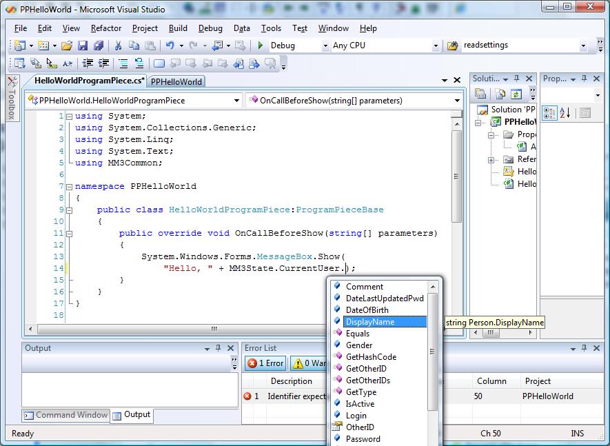 Hello World with Display name